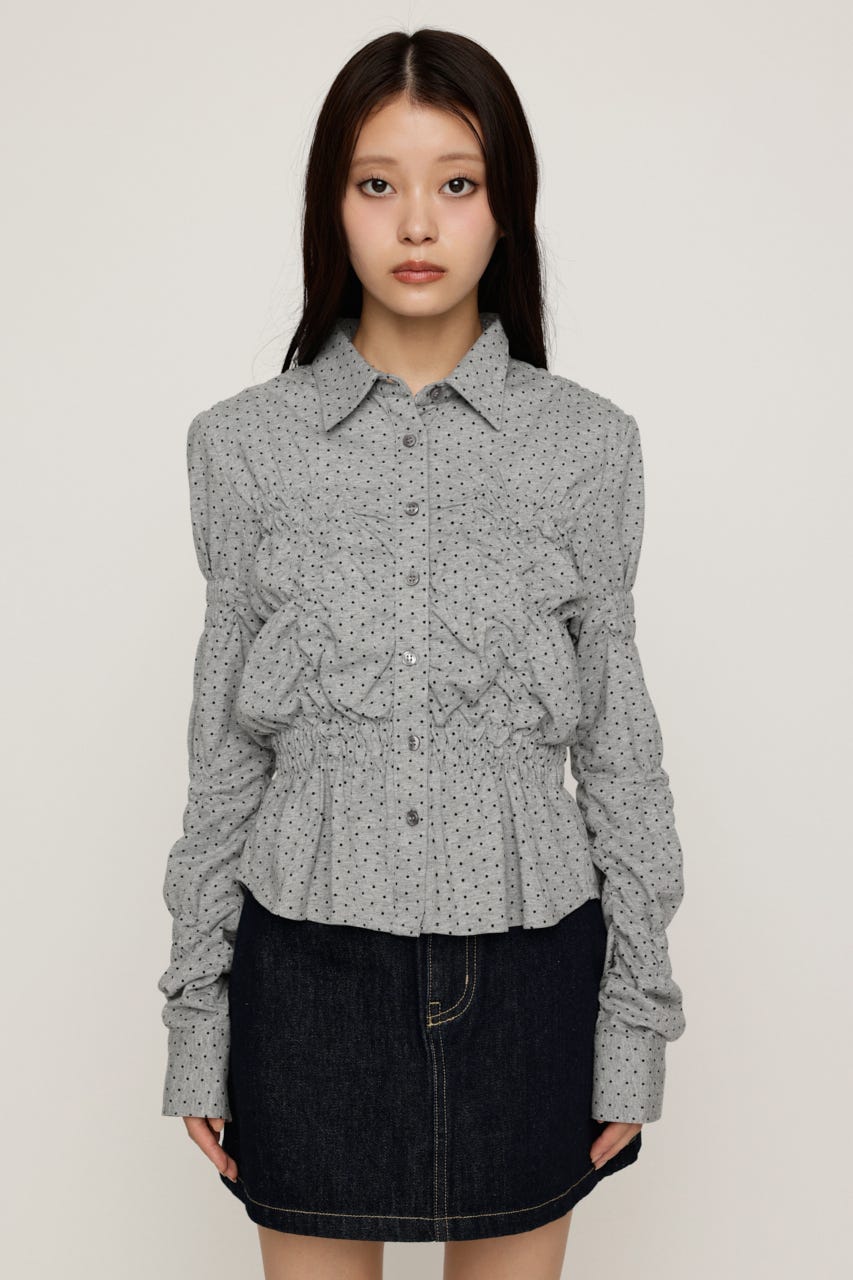RANDOM SHIRRING CUT トップス T.GRY FREE