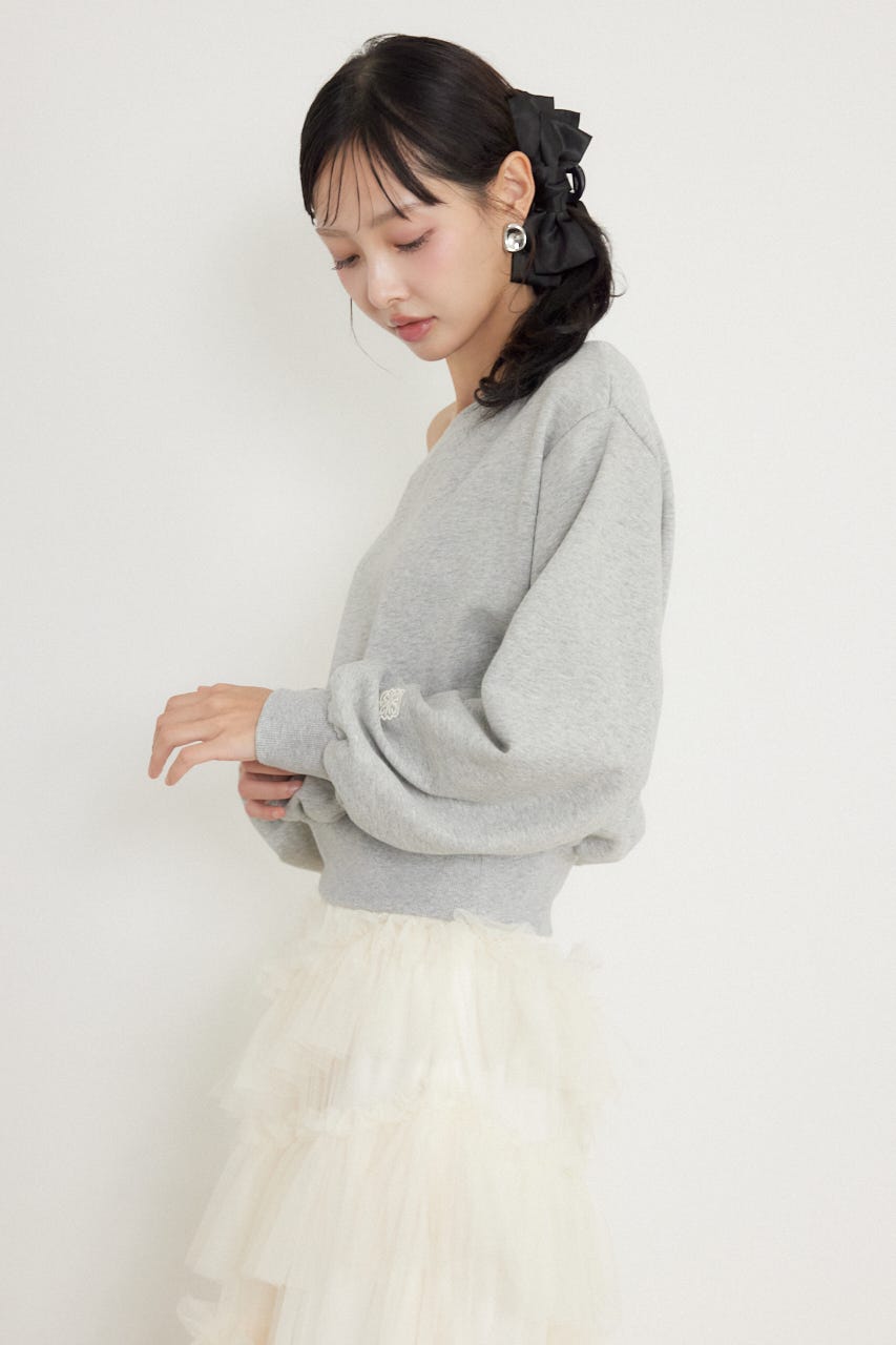ワンショルダーボリュームスウェットトップス GRY FREE