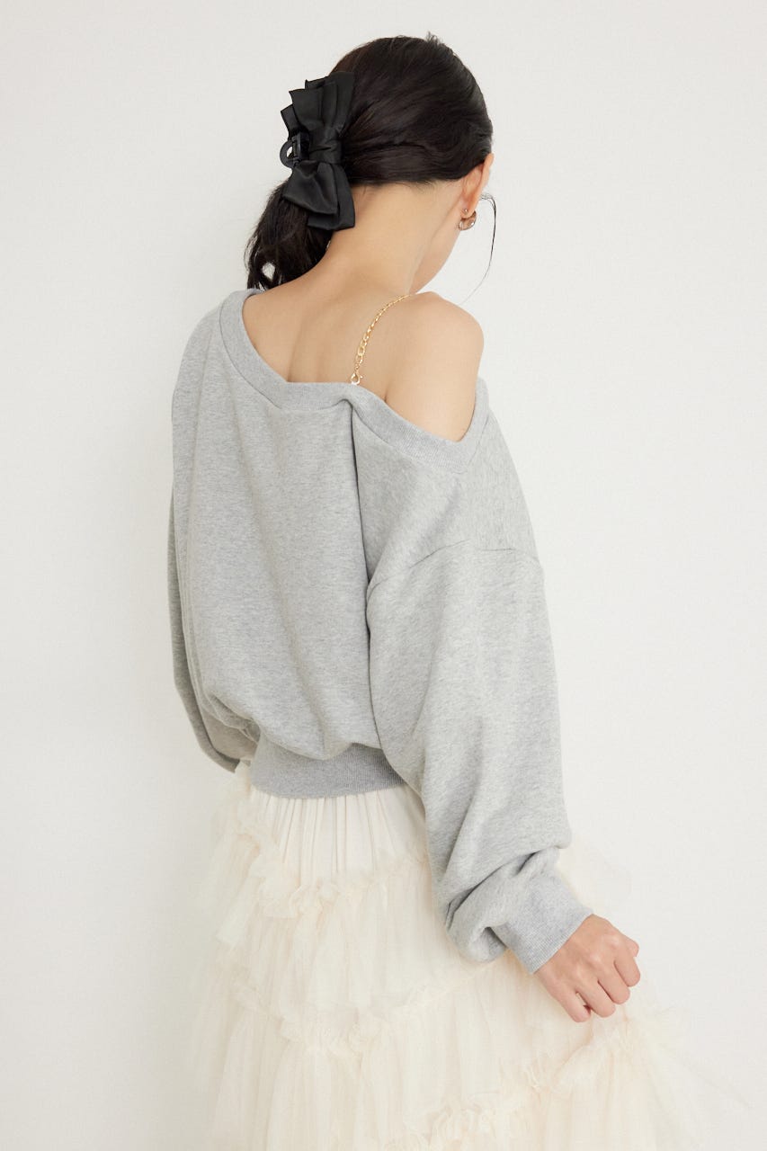 ワンショルダーボリュームスウェットトップス GRY FREE