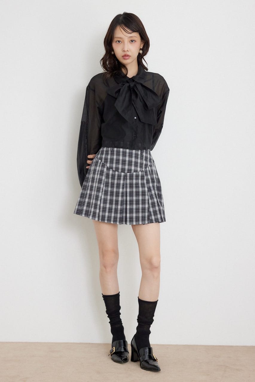 クロップドシアーシャツ BLK FREE