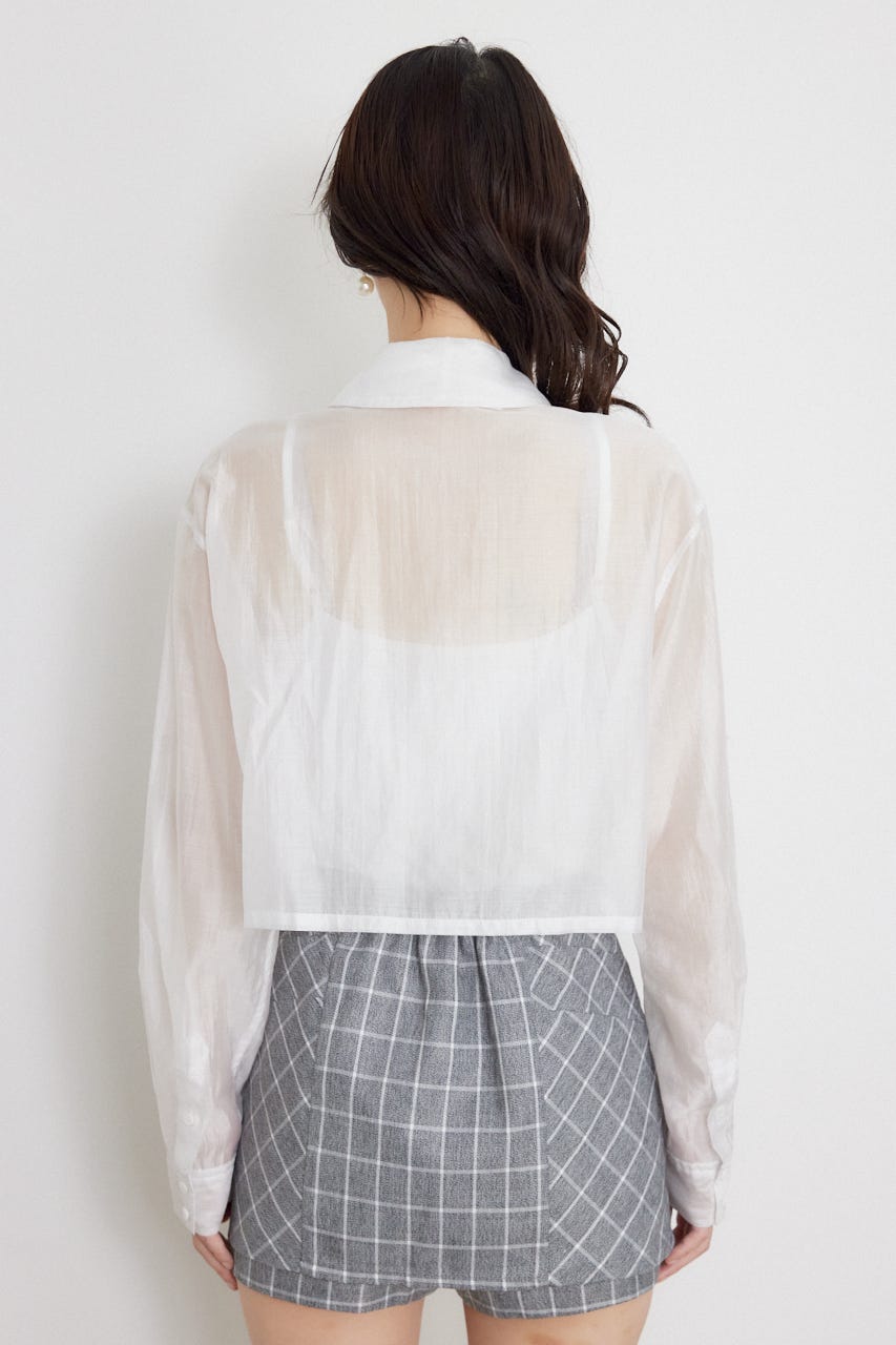 クロップドシアーシャツ WHT FREE