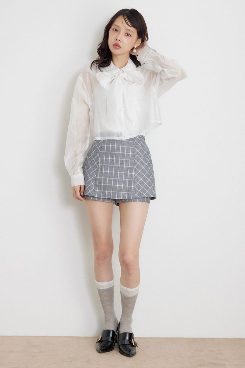 クロップドシアーシャツ WHT FREE
