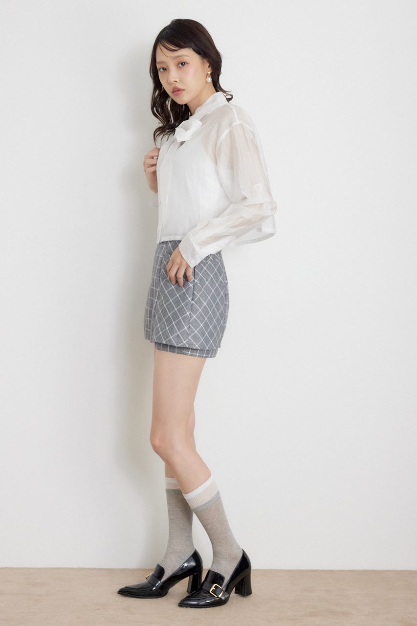 クロップドシアーシャツ WHT FREE