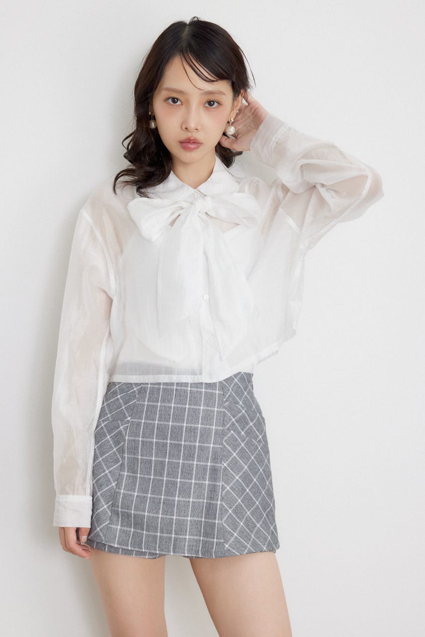 クロップドシアーシャツ WHT FREE