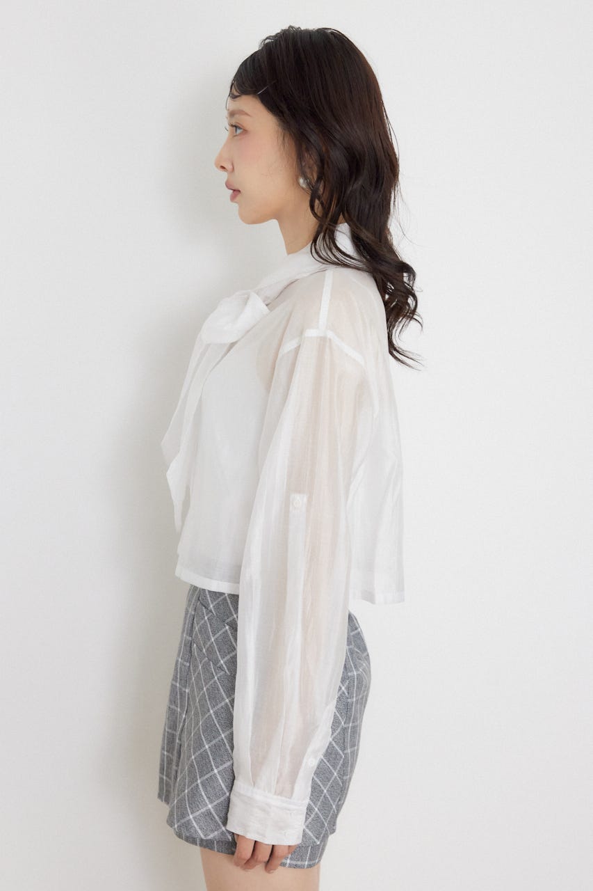 クロップドシアーシャツ WHT FREE