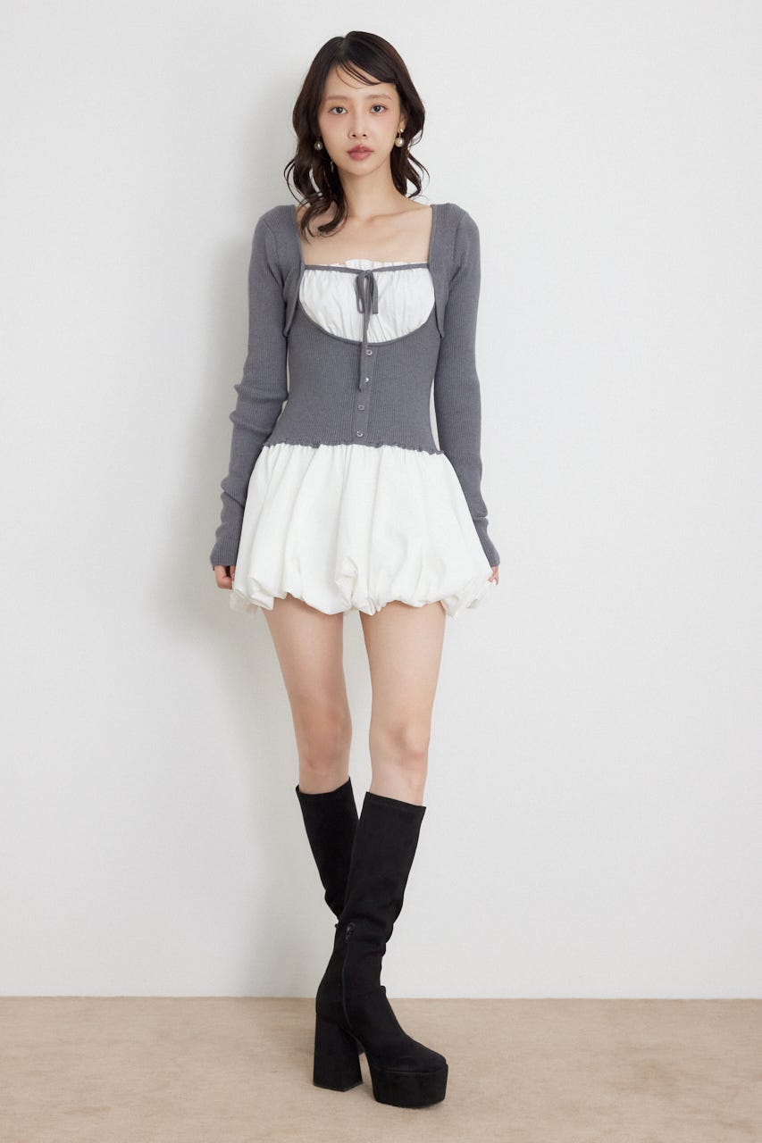 ドッキングバルーンミニワンピース GRY FREE