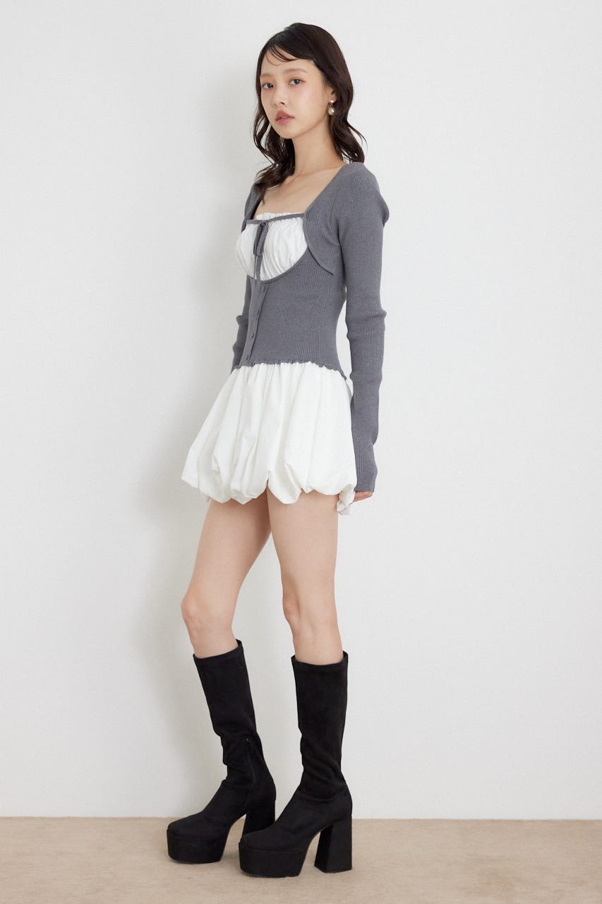 ドッキングバルーンミニワンピース GRY FREE