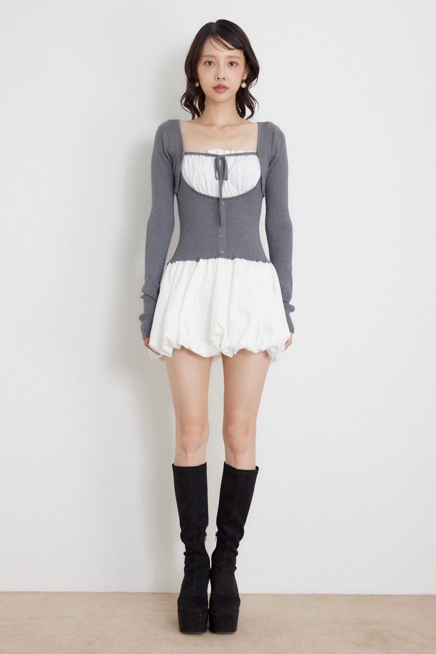 ドッキングバルーンミニワンピース GRY FREE