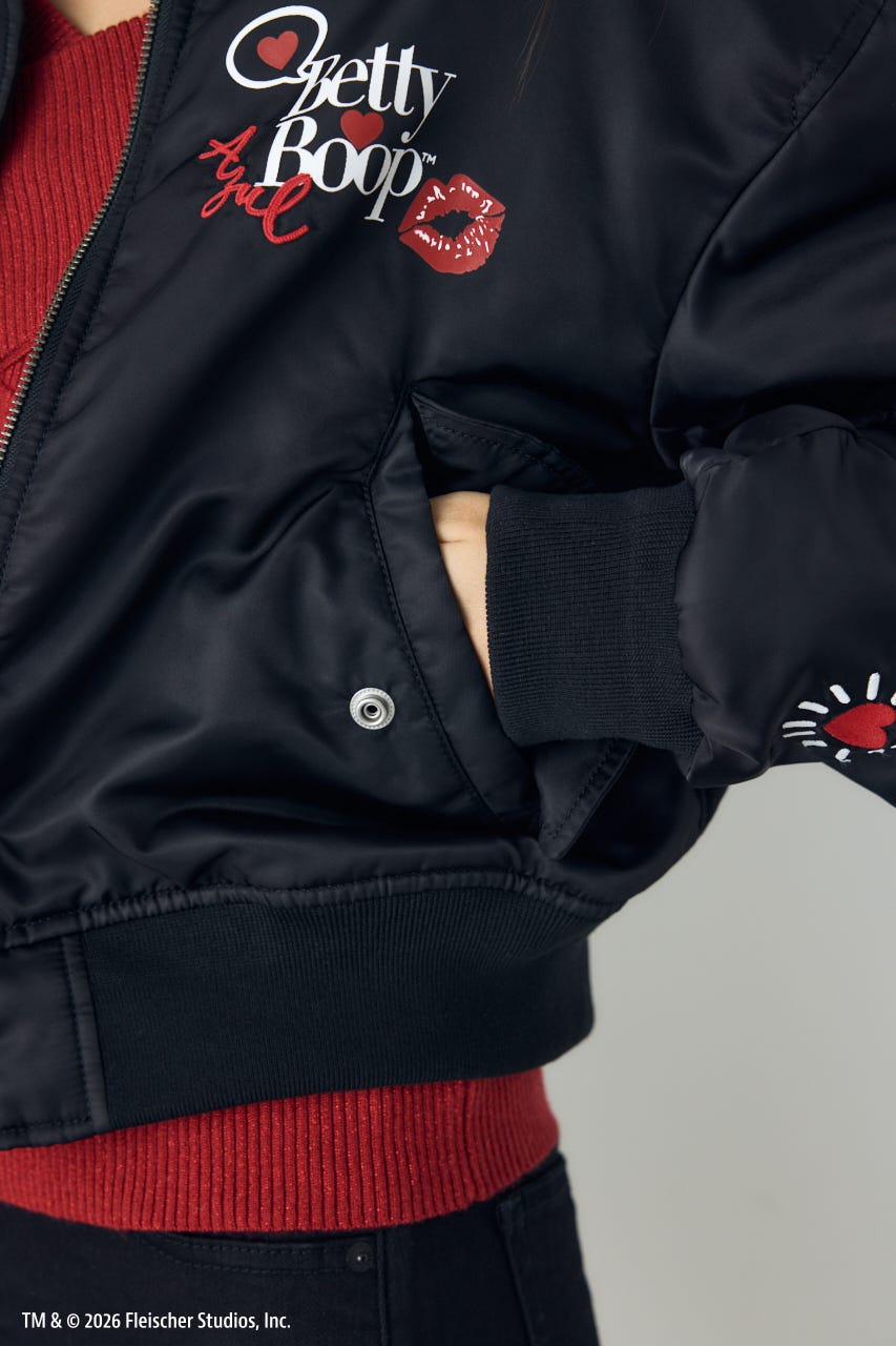 【Betty Boop(TM)×AZUL】MA-1 BLK FREE