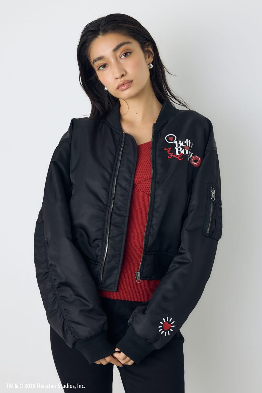 【Betty Boop(TM)×AZUL】MA-1 BLK FREE