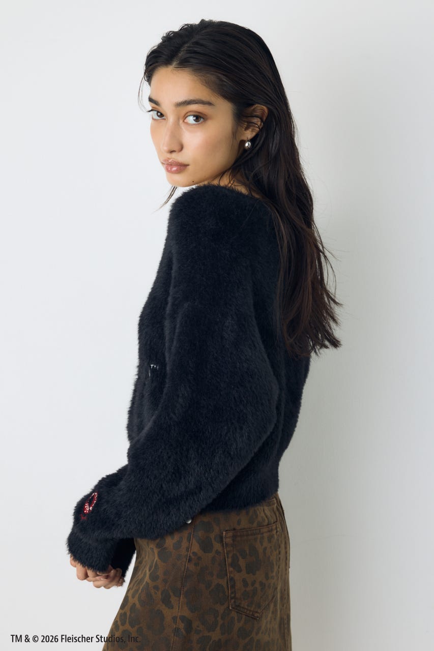 【Betty Boop(TM)×AZUL】シャギーニット BLK FREE