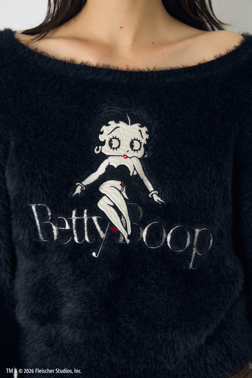 【Betty Boop(TM)×AZUL】シャギーニット BLK FREE