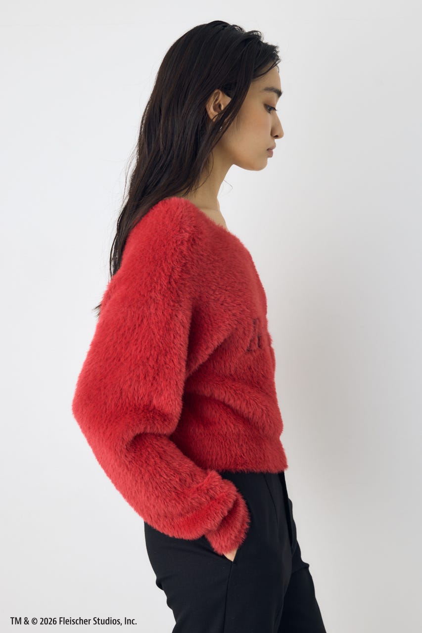 【Betty Boop(TM)×AZUL】シャギーニット RED FREE