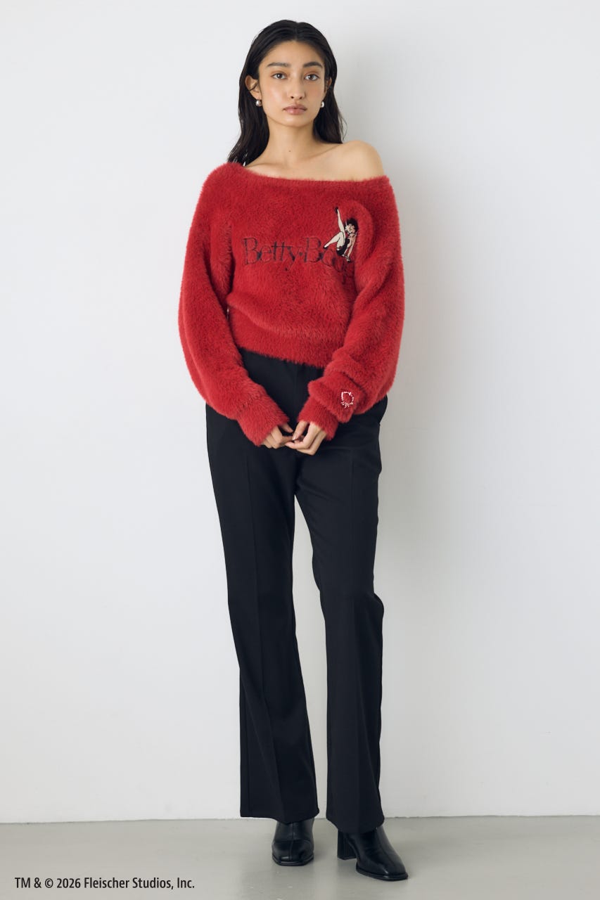 【Betty Boop(TM)×AZUL】シャギーニット RED FREE