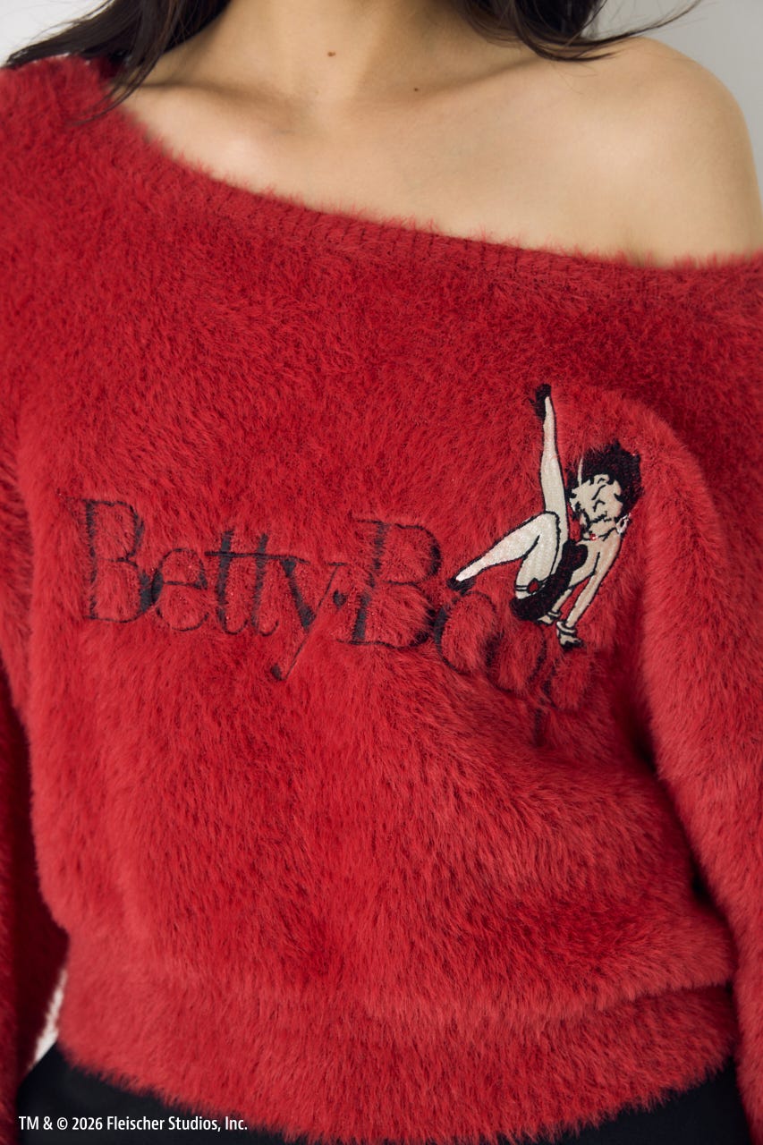 【Betty Boop(TM)×AZUL】シャギーニット RED FREE