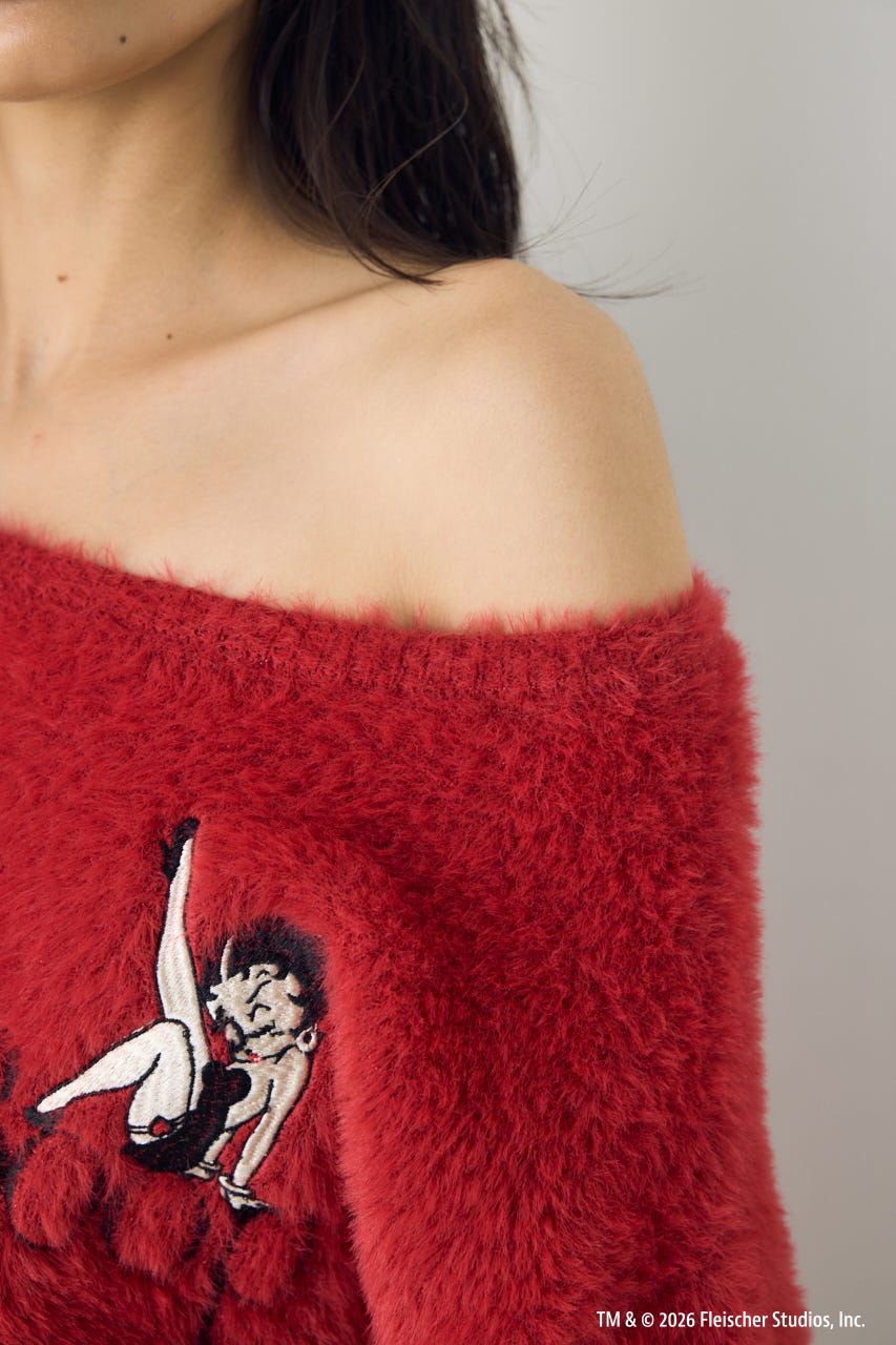 【Betty Boop(TM)×AZUL】シャギーニット RED FREE