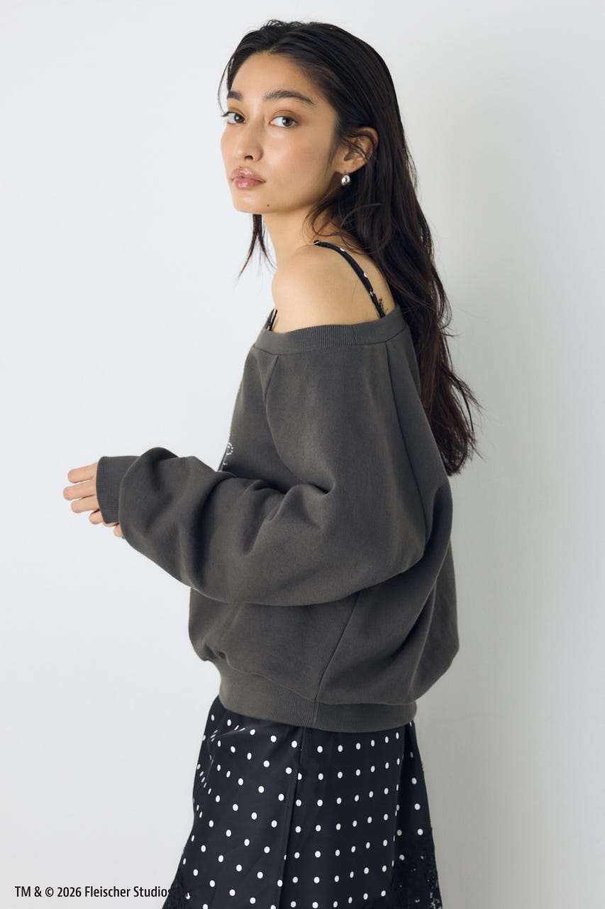 【Betty Boop(TM)×AZUL】ワンショルスウェット BLK FREE