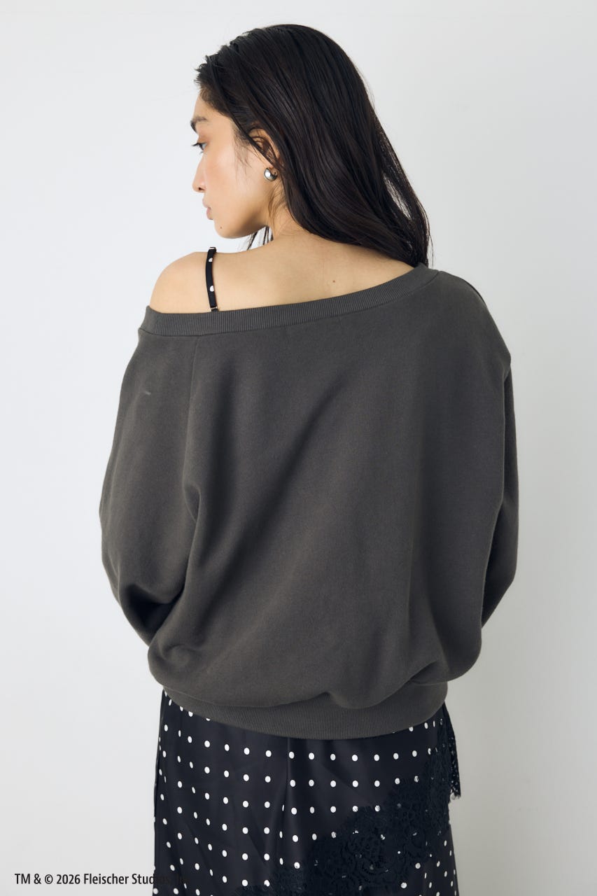 【Betty Boop(TM)×AZUL】ワンショルスウェット BLK FREE