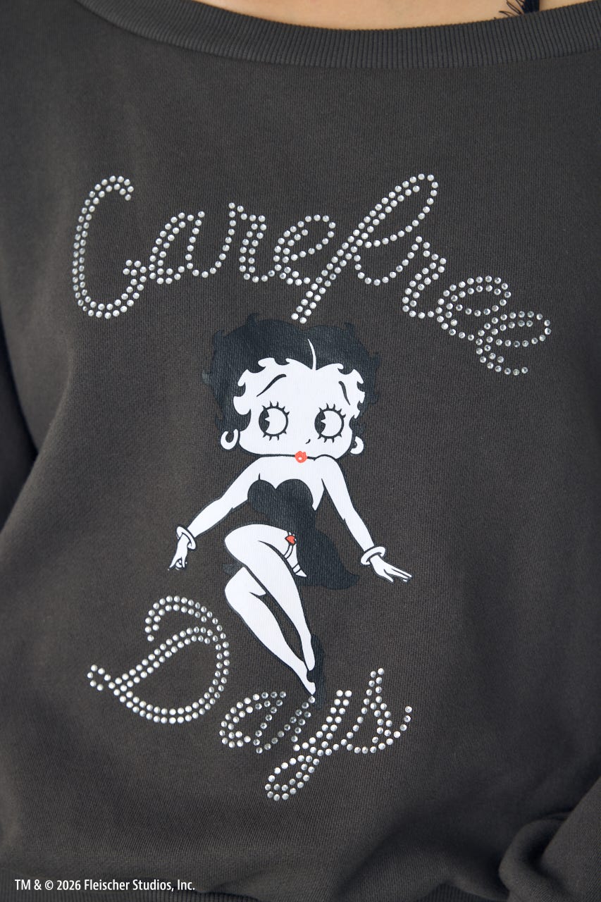 【Betty Boop(TM)×AZUL】ワンショルスウェット BLK FREE