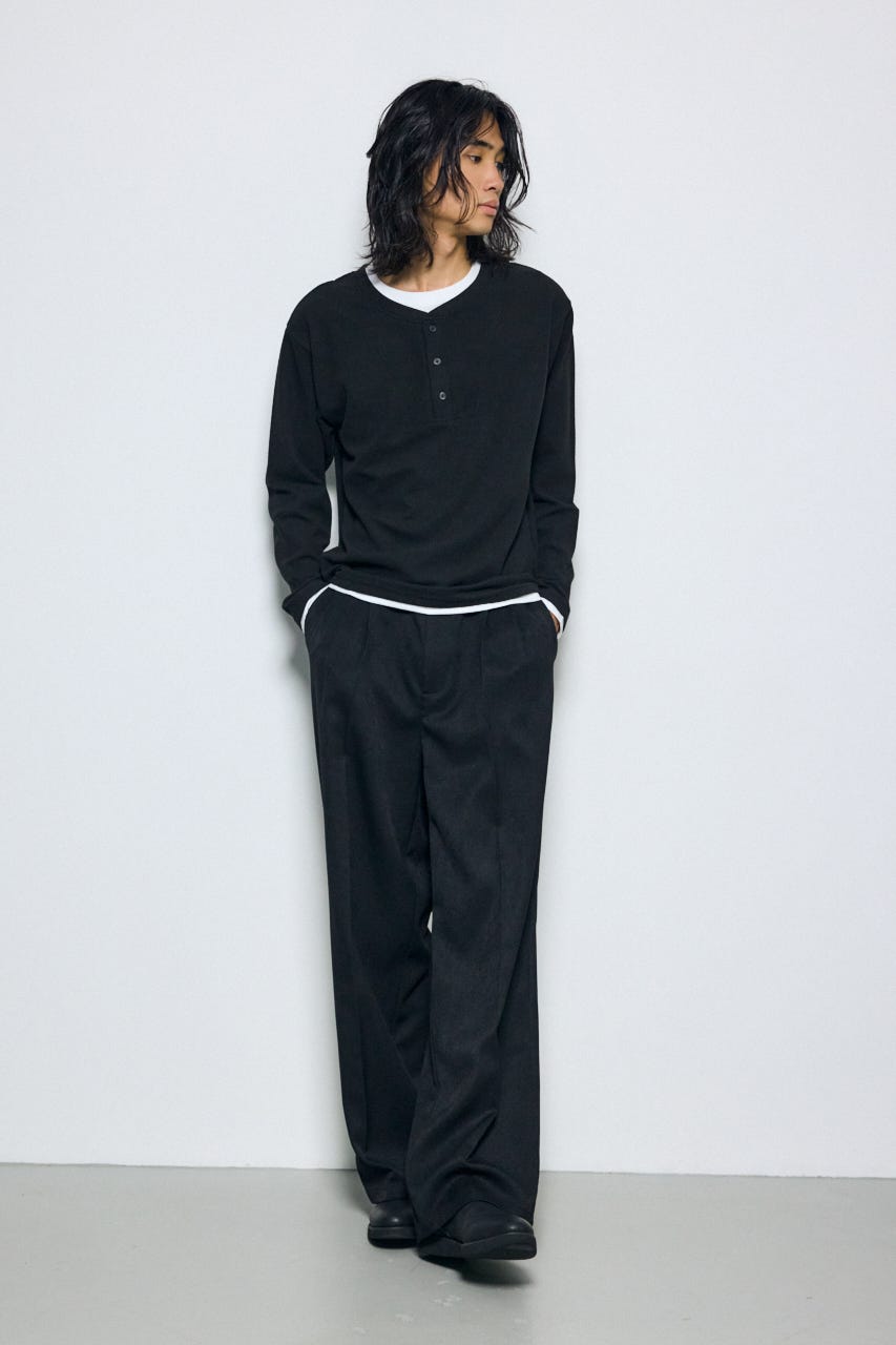 ウールライクツータックワイドパンツ BLK M
