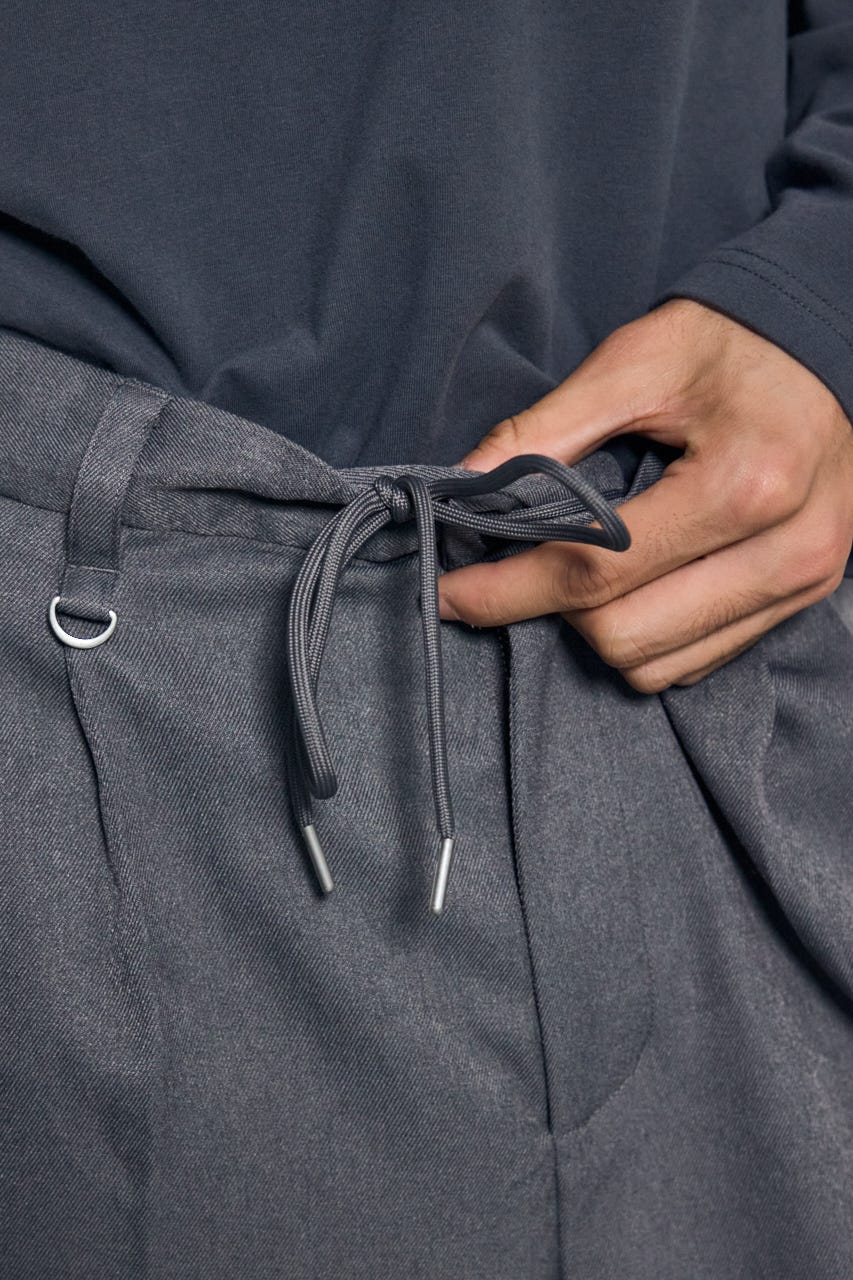 ウールライクツータックワイドパンツ T.GRY L