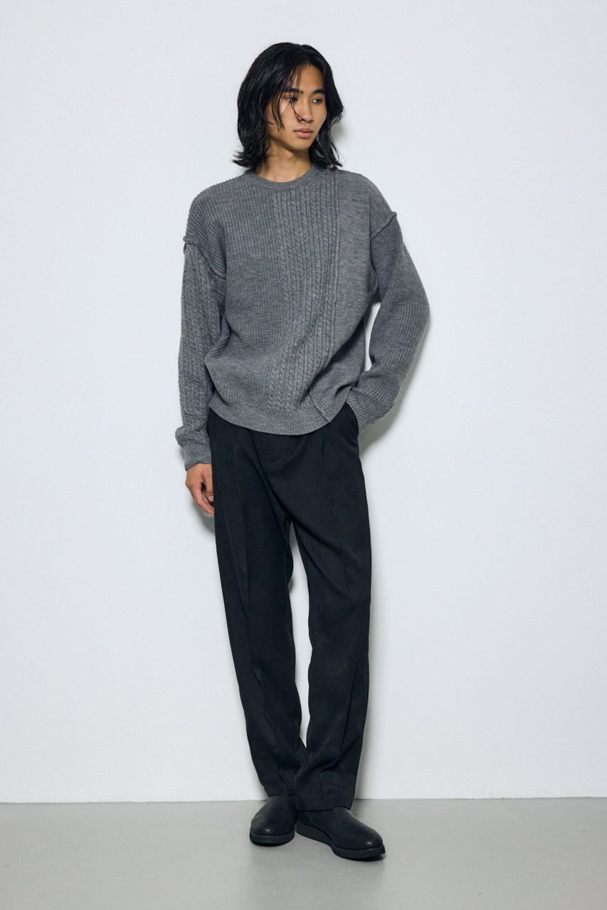 ウールライクテーパードパンツ BLK M