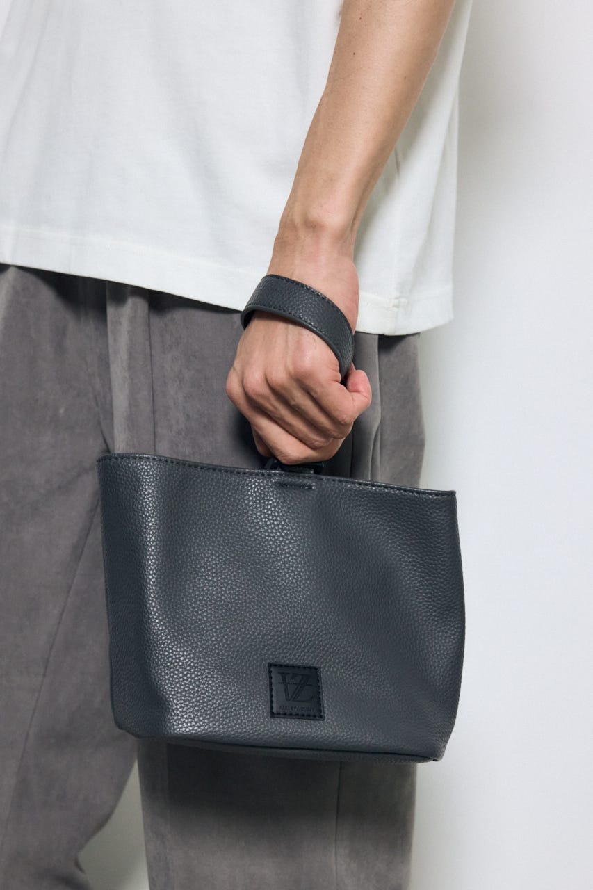 パッチ合皮巾着バッグ GRY FREE