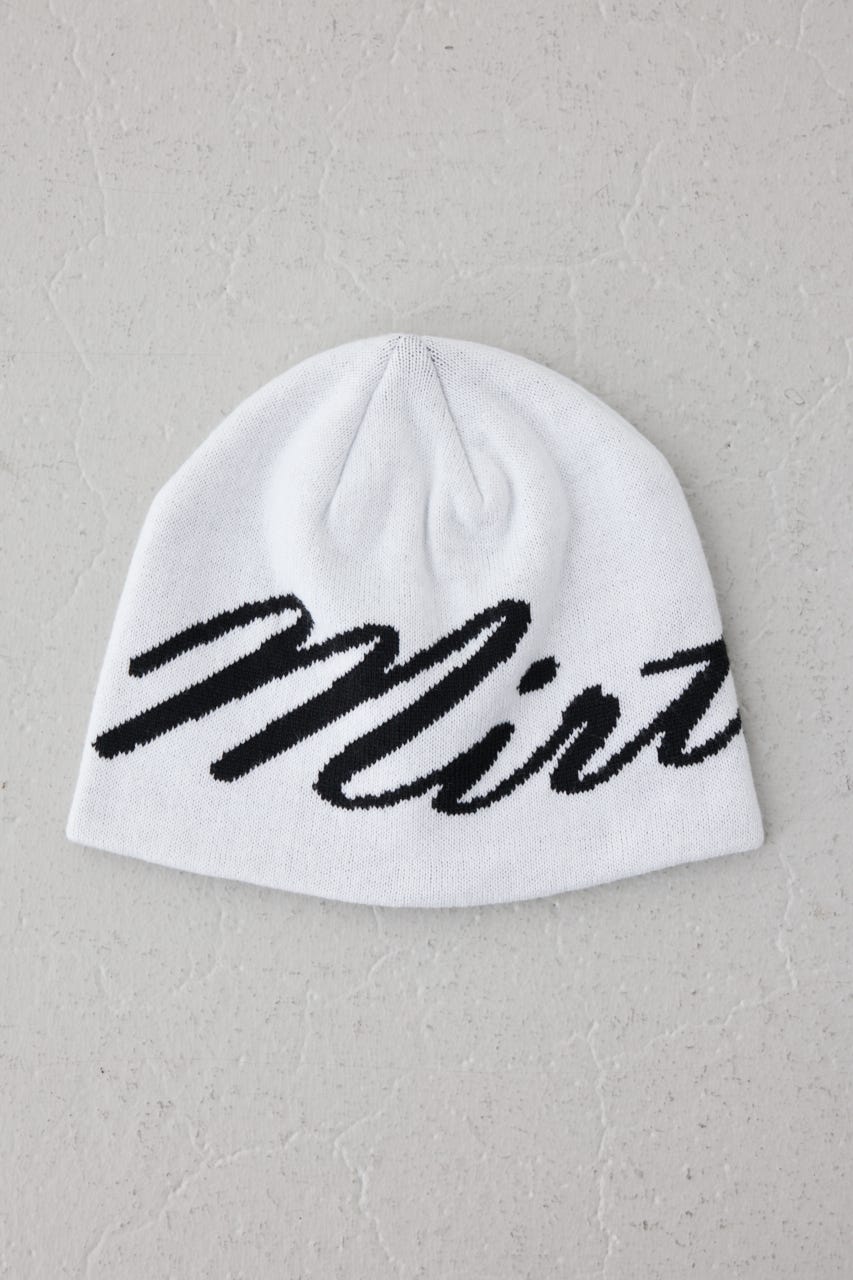 ロゴデザインニット帽 柄WHT FREE