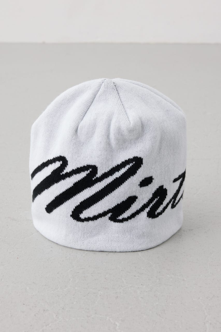 ロゴデザインニット帽 柄WHT FREE