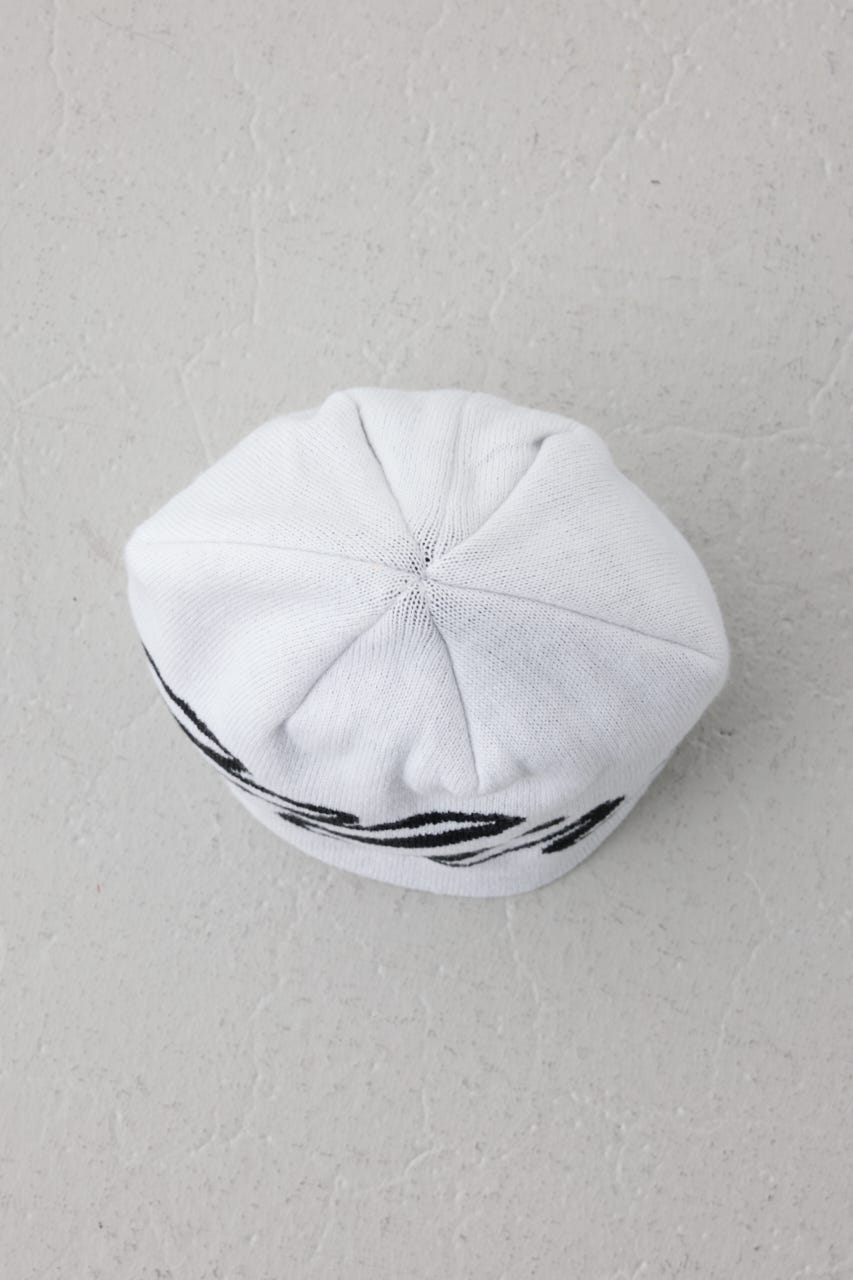 ロゴデザインニット帽 柄WHT FREE