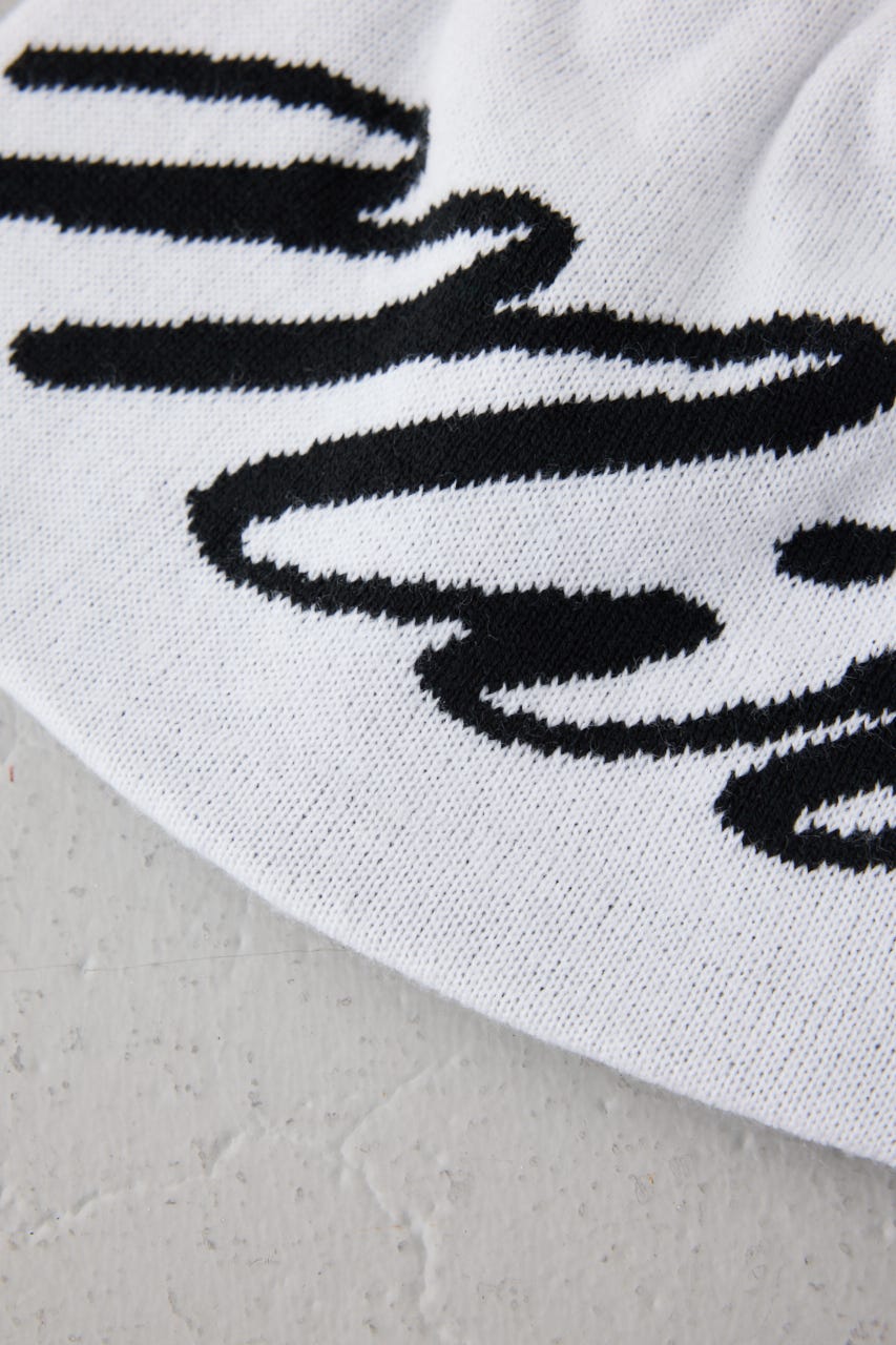 ロゴデザインニット帽 柄WHT FREE