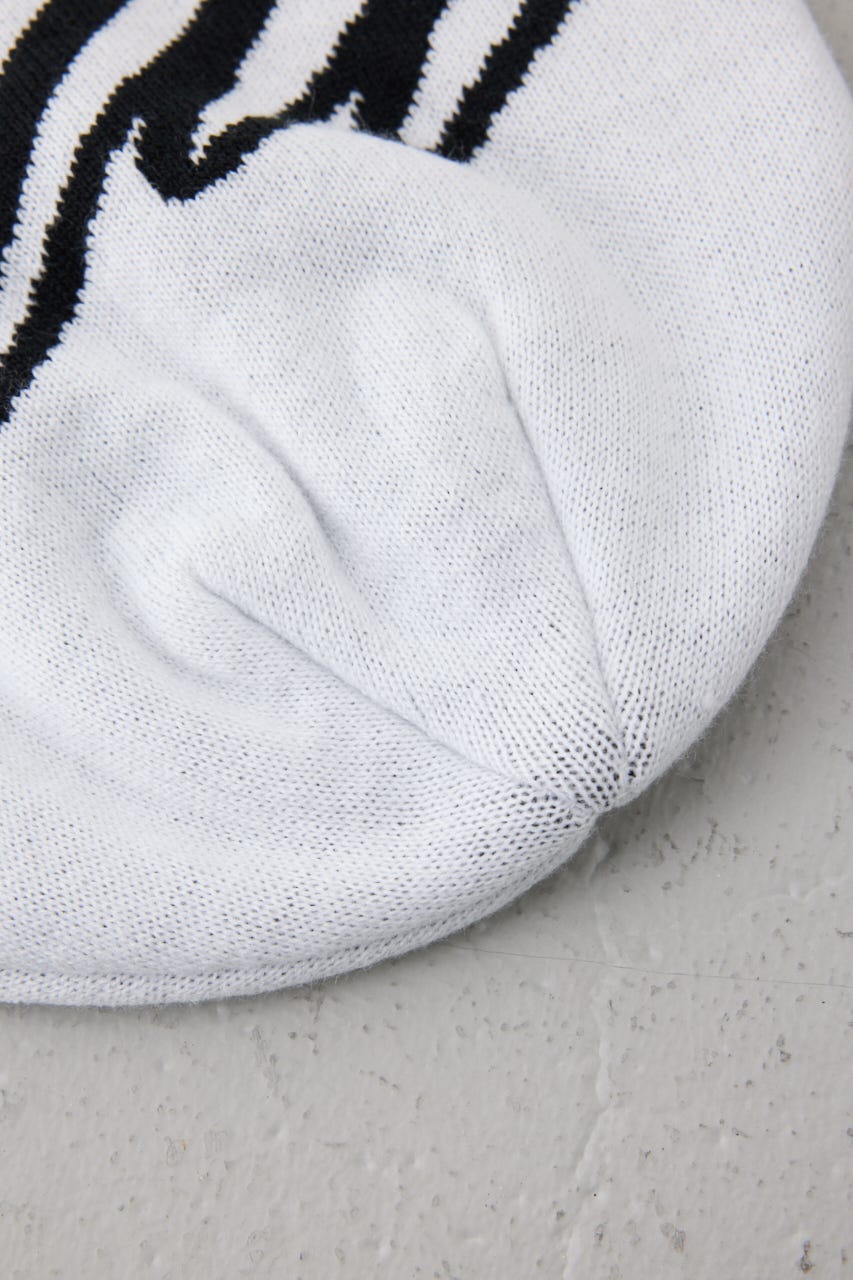 ロゴデザインニット帽 柄WHT FREE