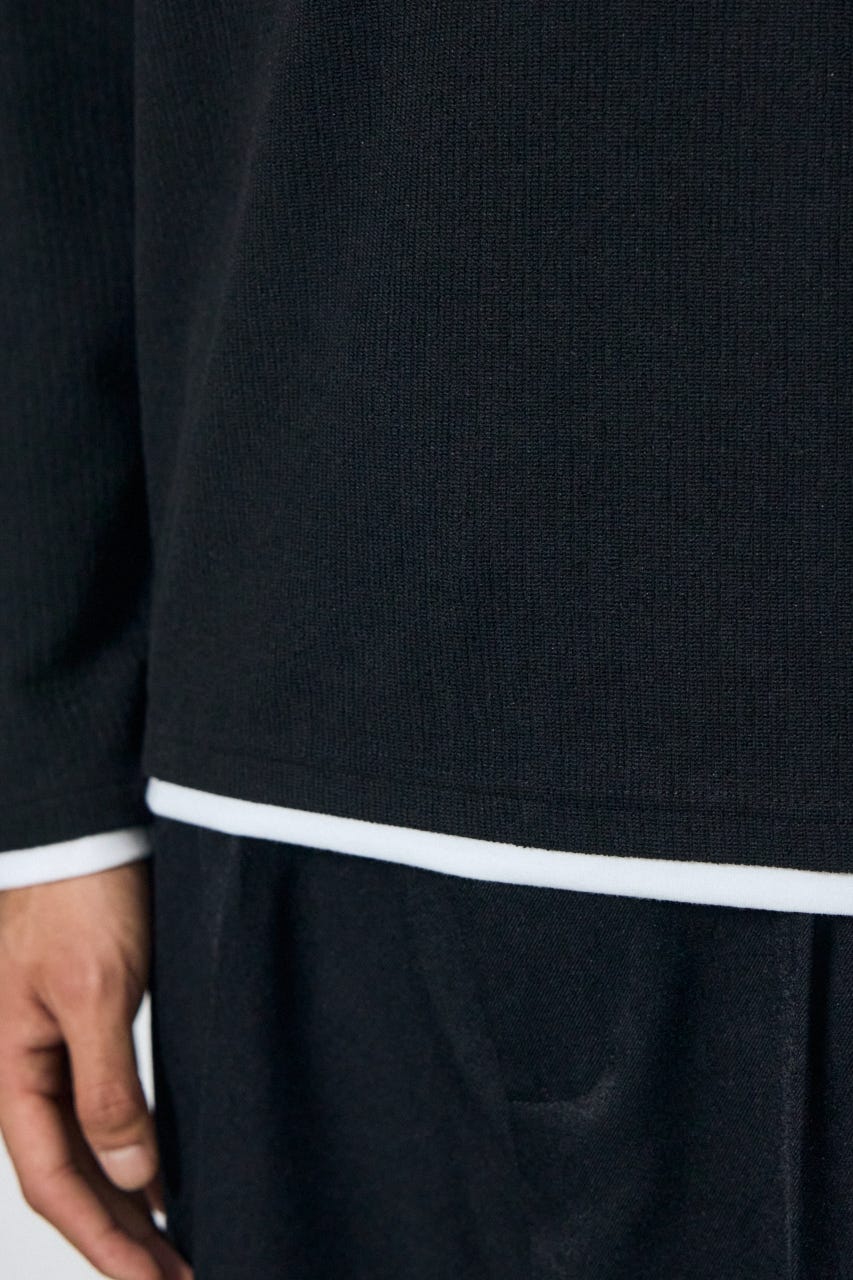 フェイクレイヤードヘンリーネックトップス BLK M