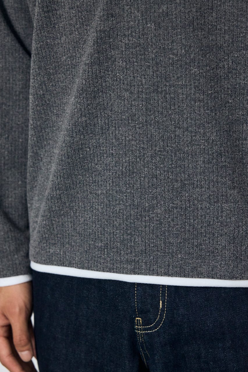 フェイクレイヤードヘンリーネックトップス T.GRY M