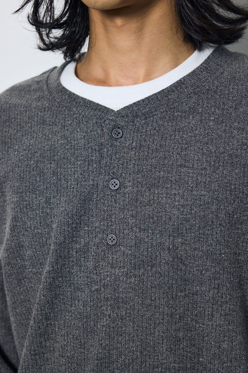 フェイクレイヤードヘンリーネックトップス T.GRY M