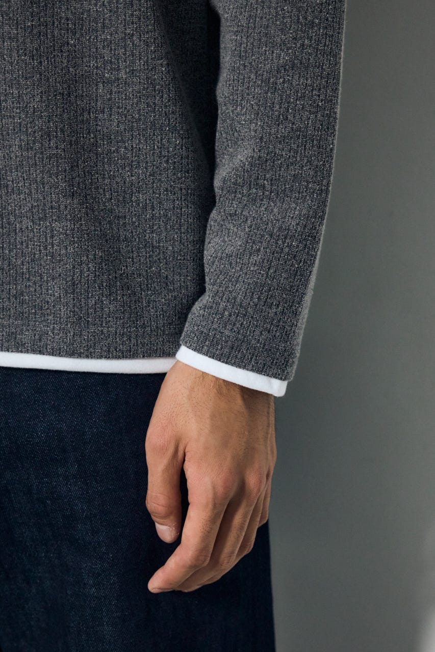 フェイクレイヤードヘンリーネックトップス T.GRY M