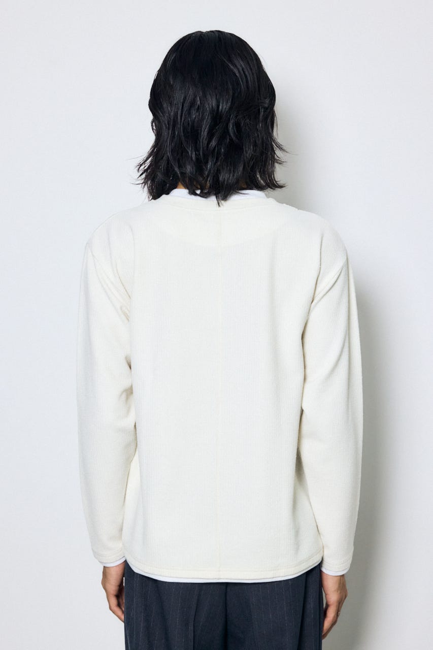 フェイクレイヤードヘンリーネックトップス WHT M