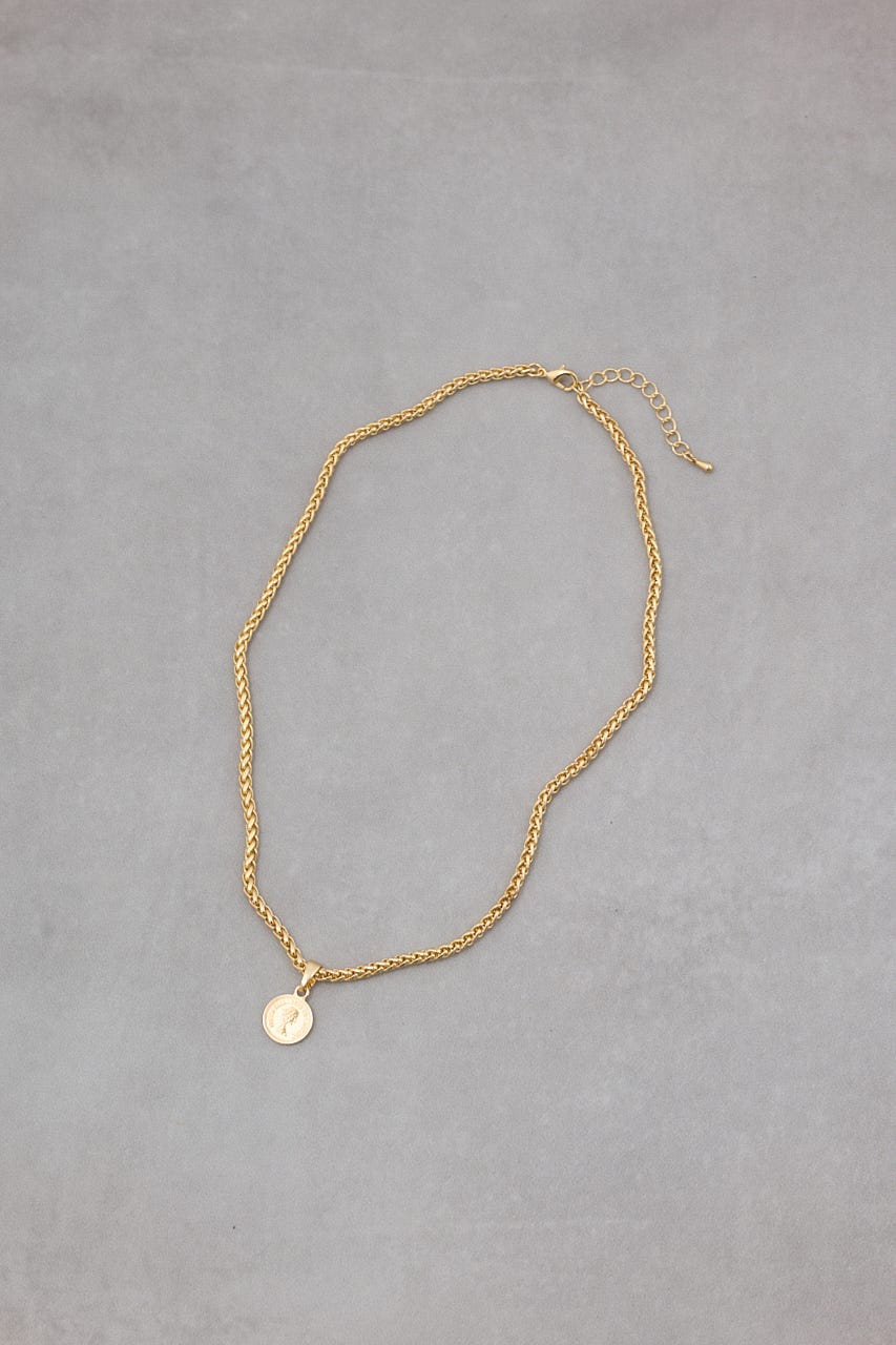 ツイストチェーンコインネックレス GLD FREE