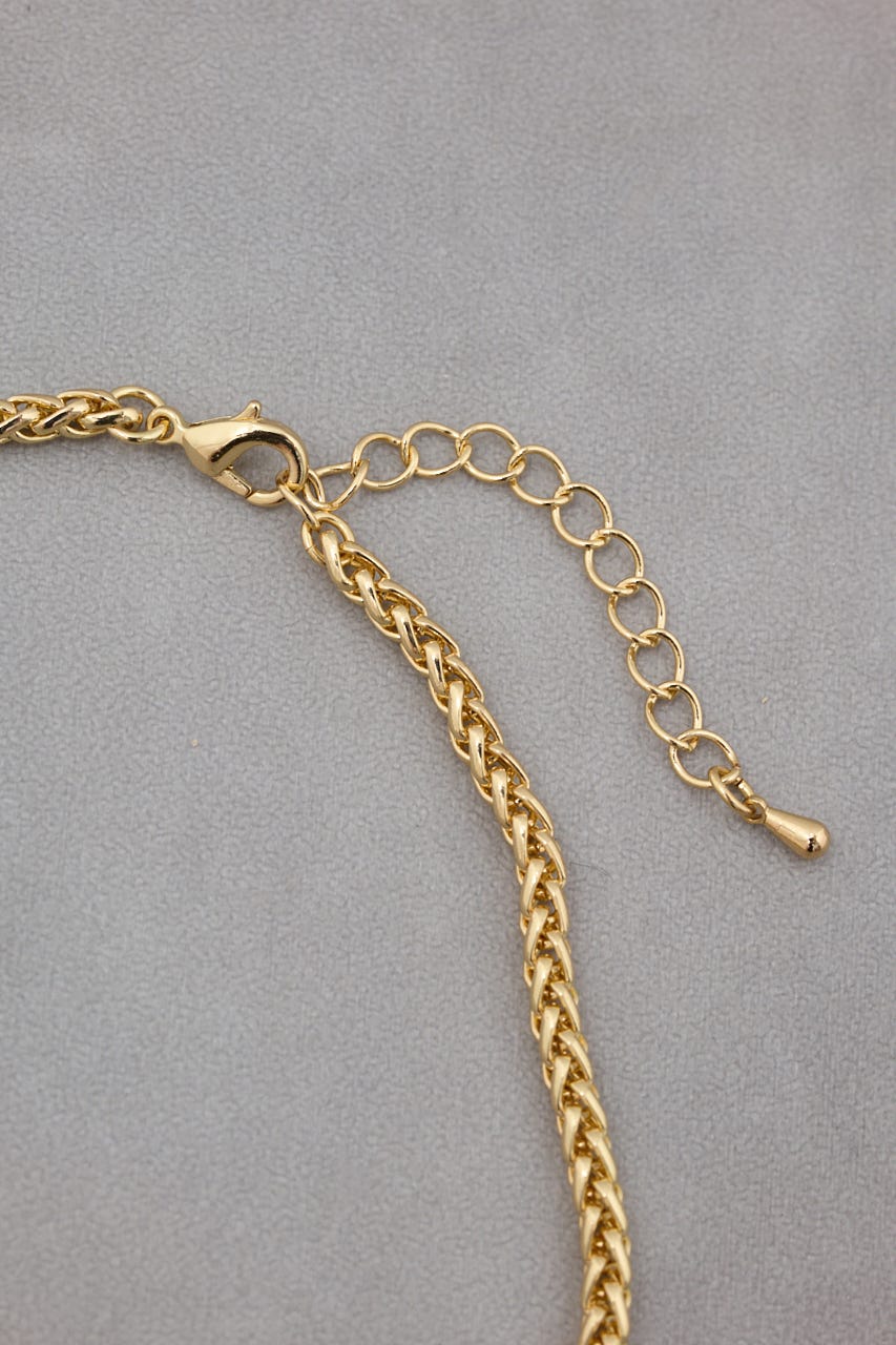 ツイストチェーンコインネックレス GLD FREE
