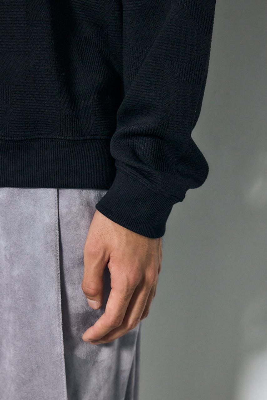 異素材切り替えトップス BLK M