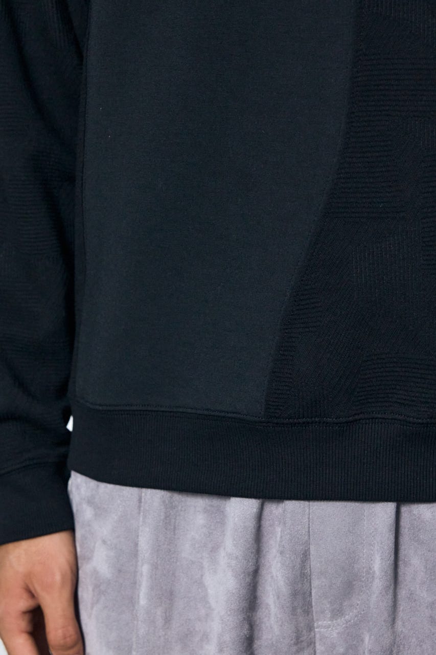 異素材切り替えトップス BLK M