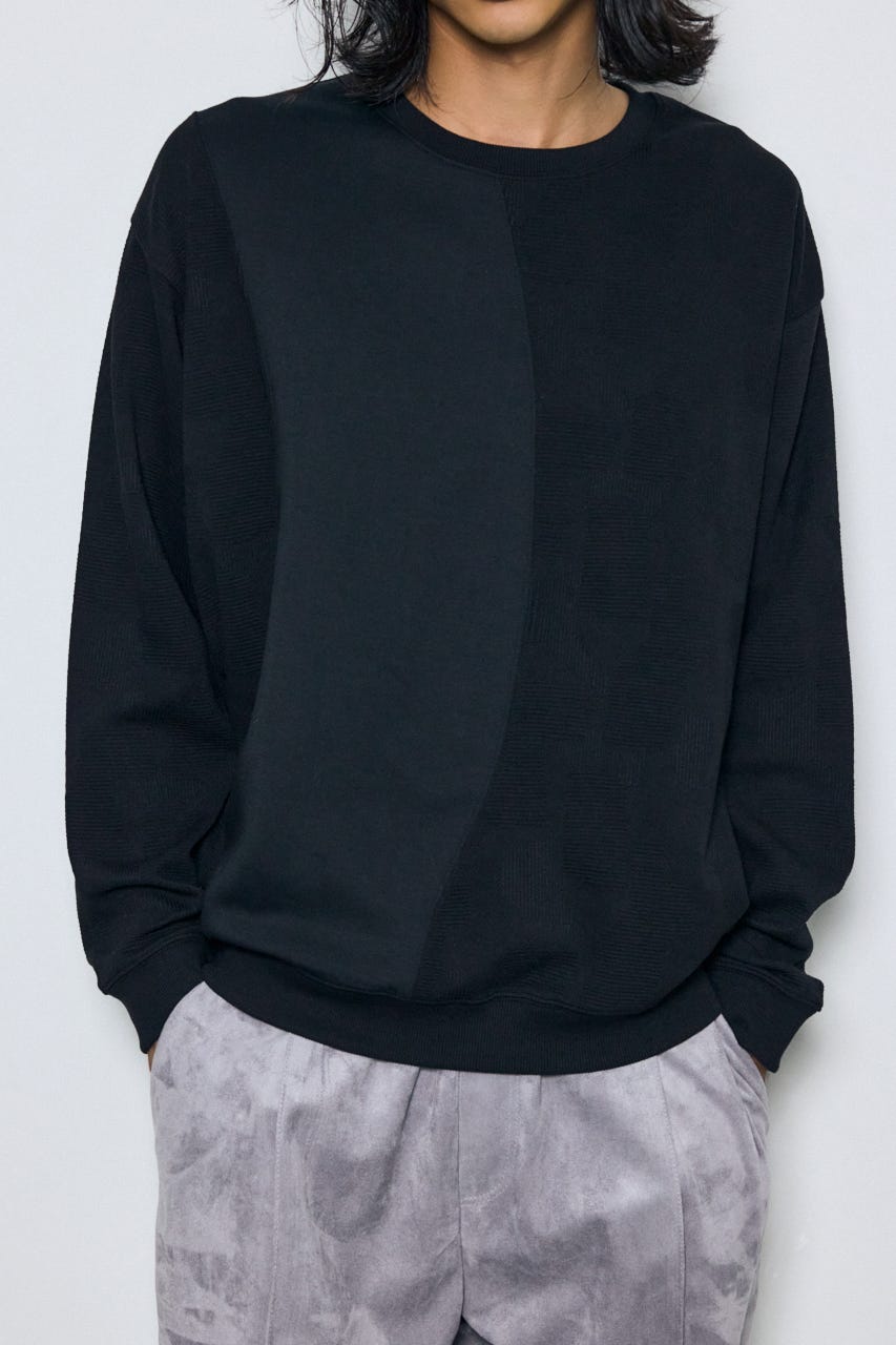 異素材切り替えトップス BLK M