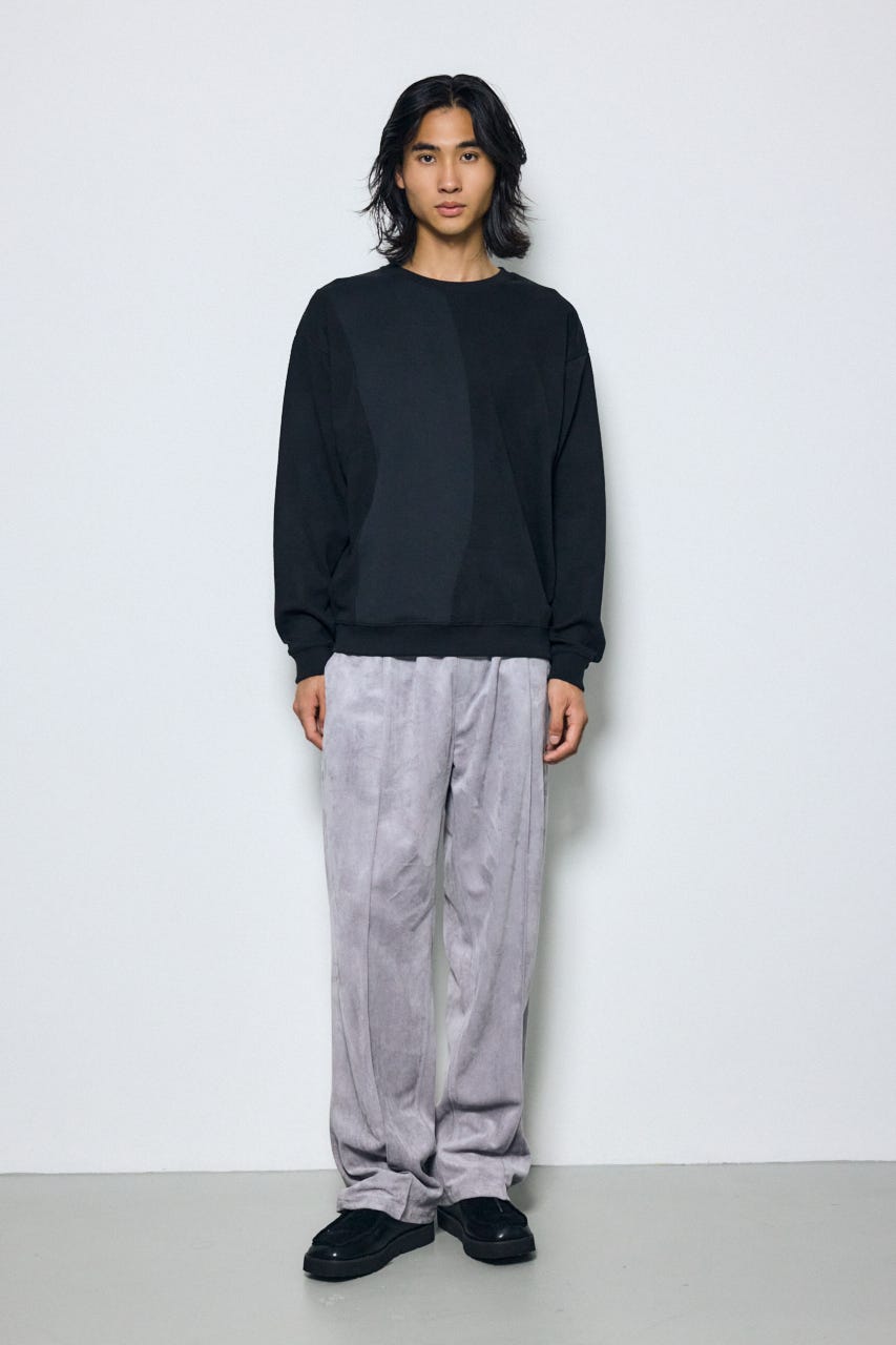異素材切り替えトップス BLK M