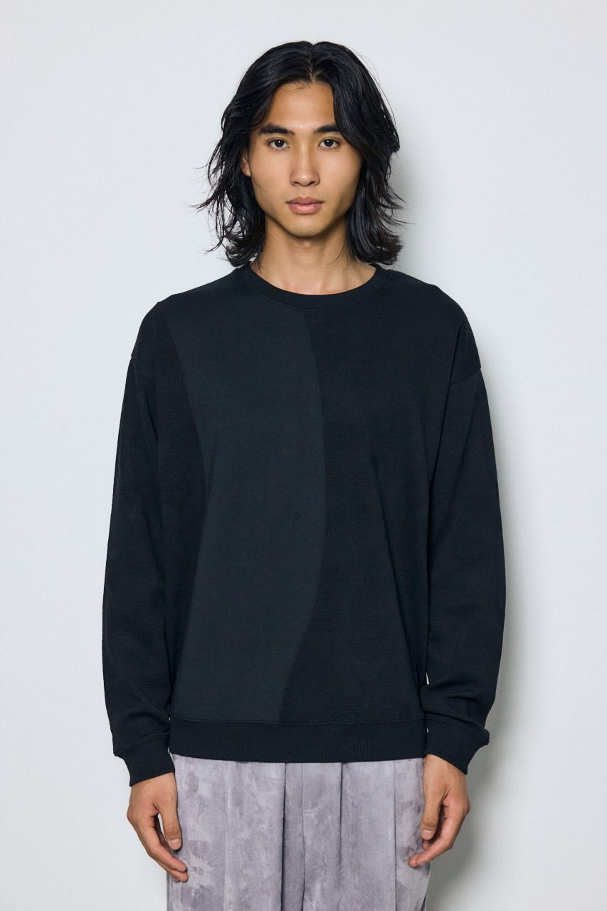 異素材切り替えトップス BLK M