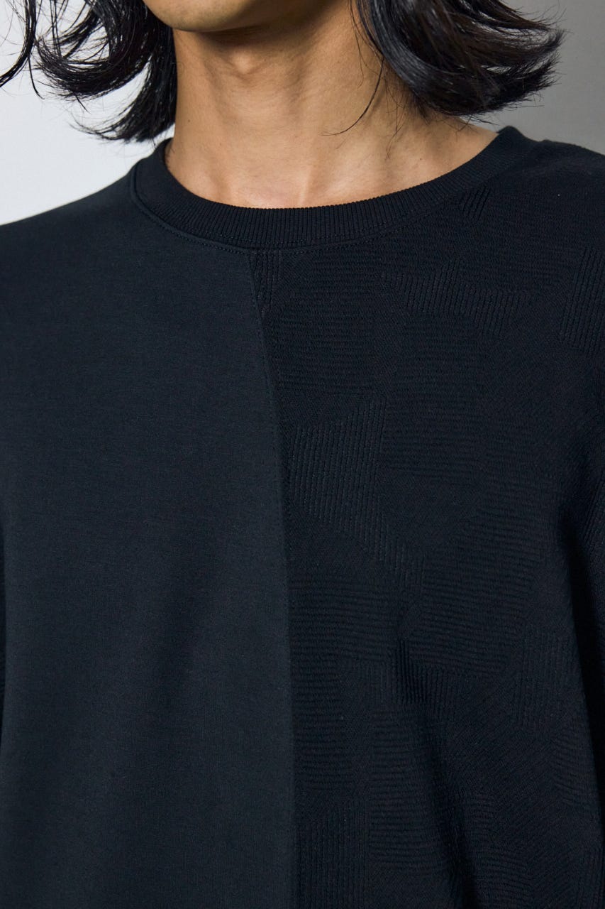 異素材切り替えトップス BLK M