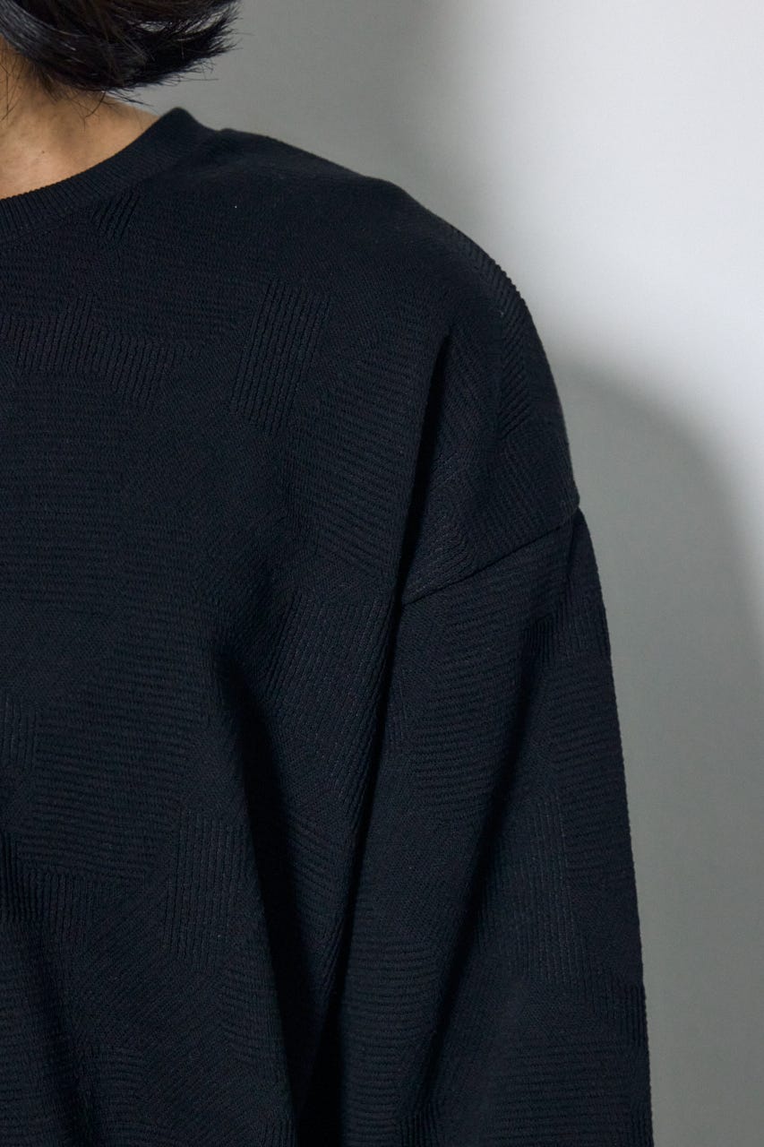 異素材切り替えトップス BLK M