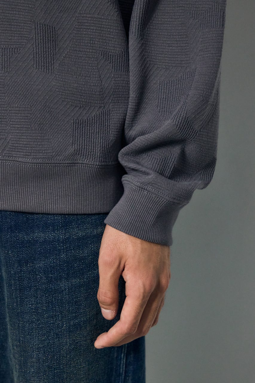 異素材切り替えトップス GRY M