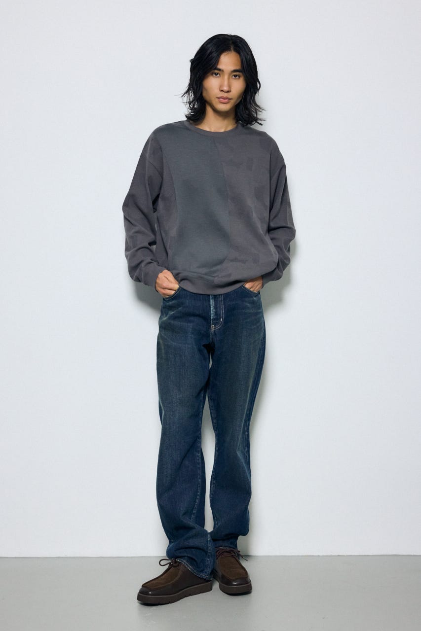 異素材切り替えトップス GRY M