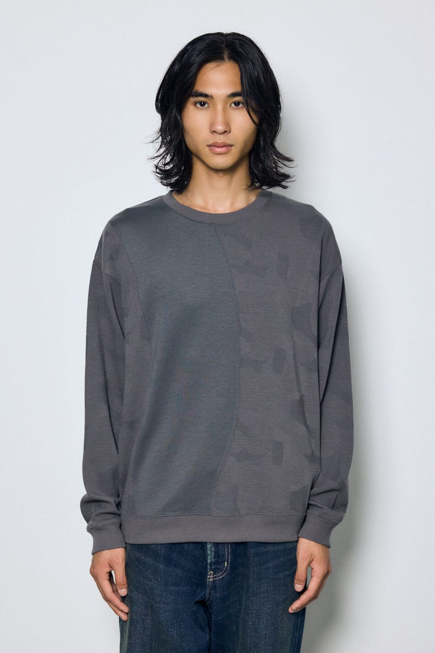 異素材切り替えトップス GRY M