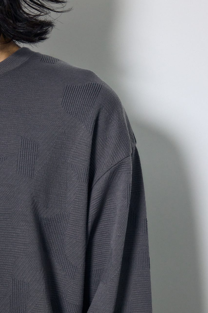 異素材切り替えトップス GRY M